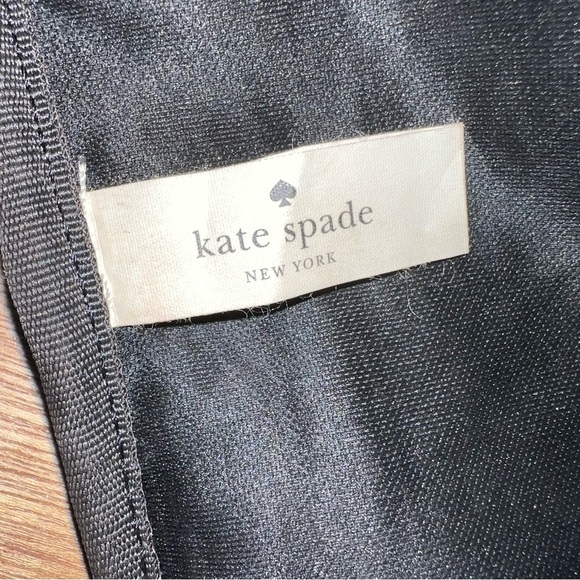 Kate Spade canvas floral bow clutch leather handle zipper closure wristlet - Picture 10 of 11